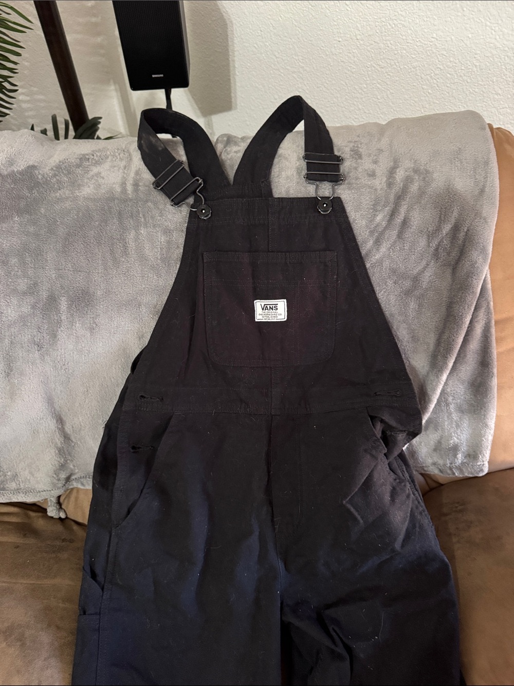 Vans Black Canvas Bib Overalls